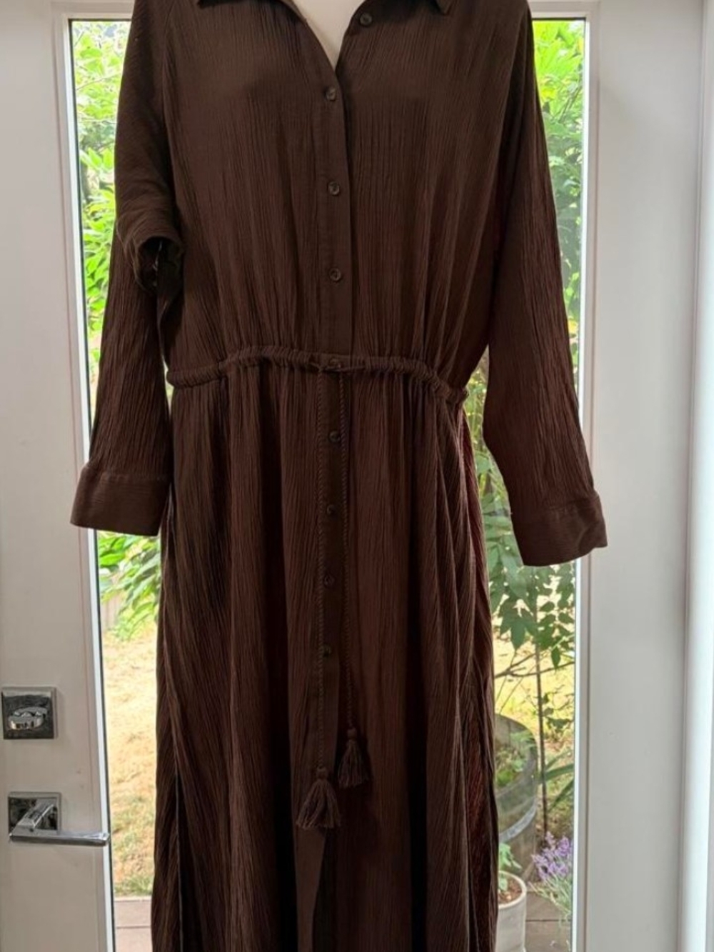 Banana Republic Brown Button-Front Midi Shirt Dress